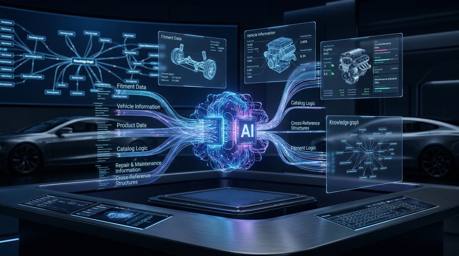KI-gestützte Automotive Datenverarbeitung mit Produktdaten, Fahrzeugdaten, Fitment, RMI und Knowledge Graphen